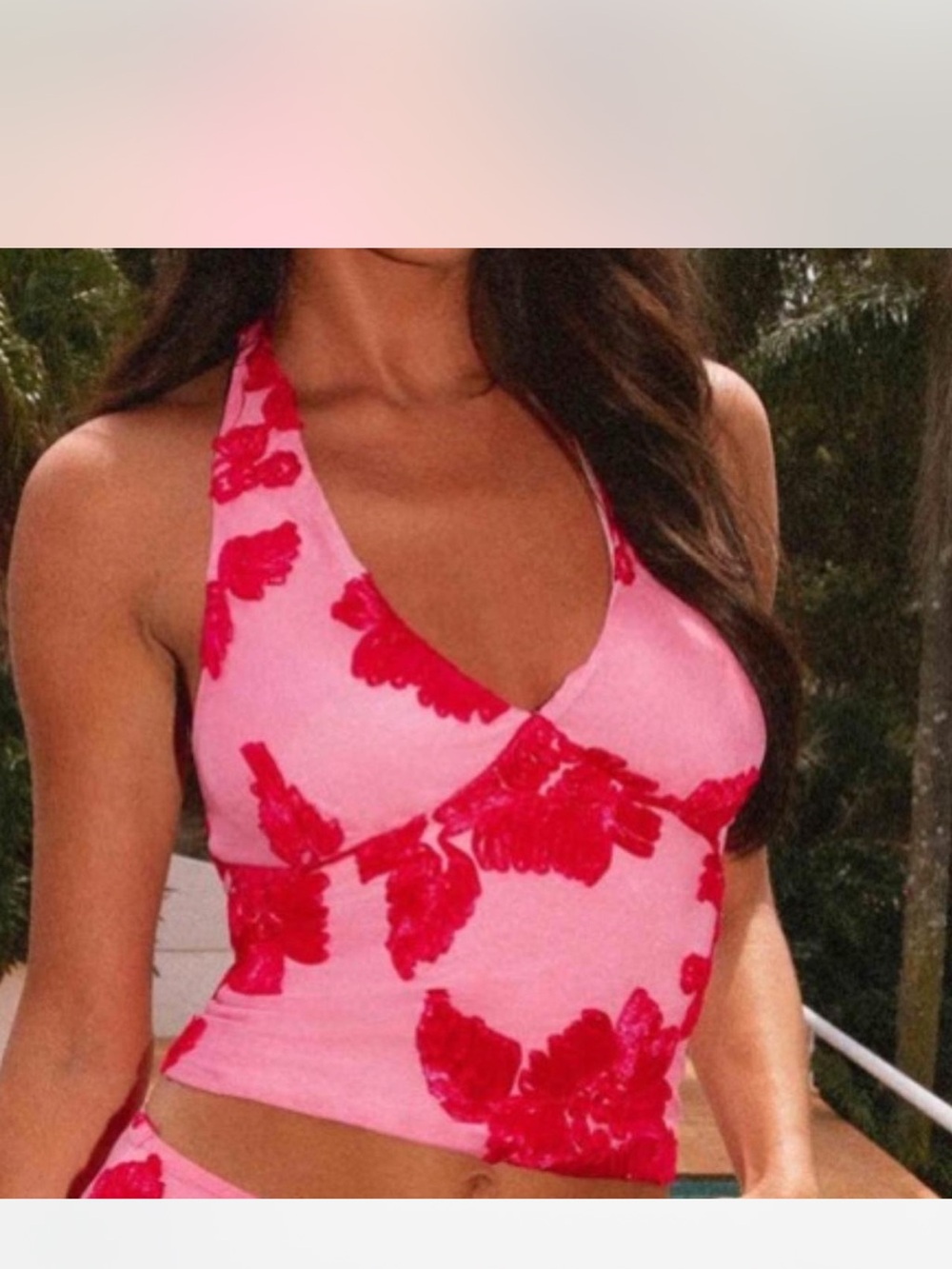 Peppermayo Pink Camisole with Red Floral Print
